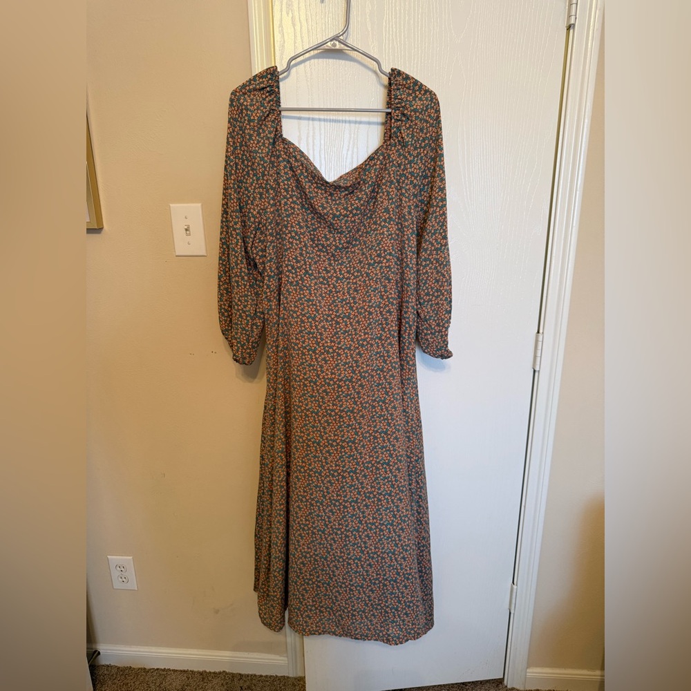 SHEIN Floral Print Dress in Blue and Brown